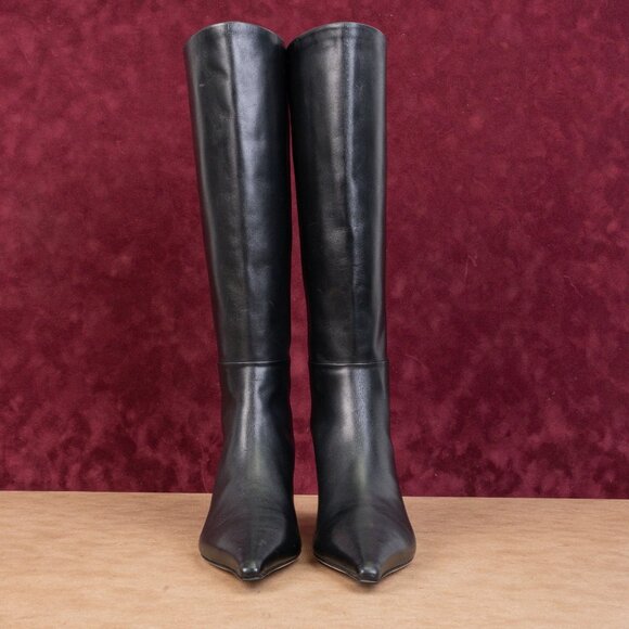 Aeyde Women Rhea Chiseled Black Leather Back Zipper Knee Boots sz 7US EUR38 - Picture 3 of 10